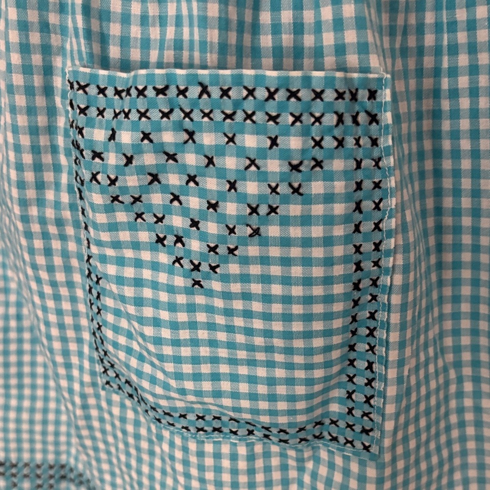 Vintage Cross stitched Apron – Blue Gingham - Picture 3 of 6